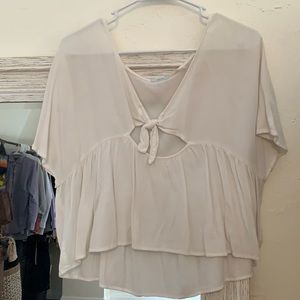 Urban Outfitters • White tie-front short sleeve shirt • Size L